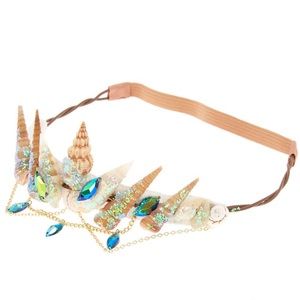 Claire's Iridescent Aqua Mermaid Crown Headwrap